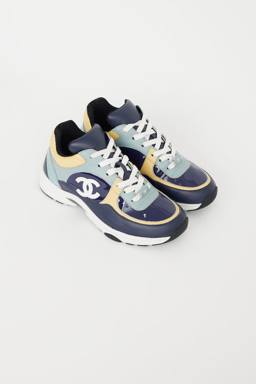 Chanel Navy & Multi Patent Leather Sneaker