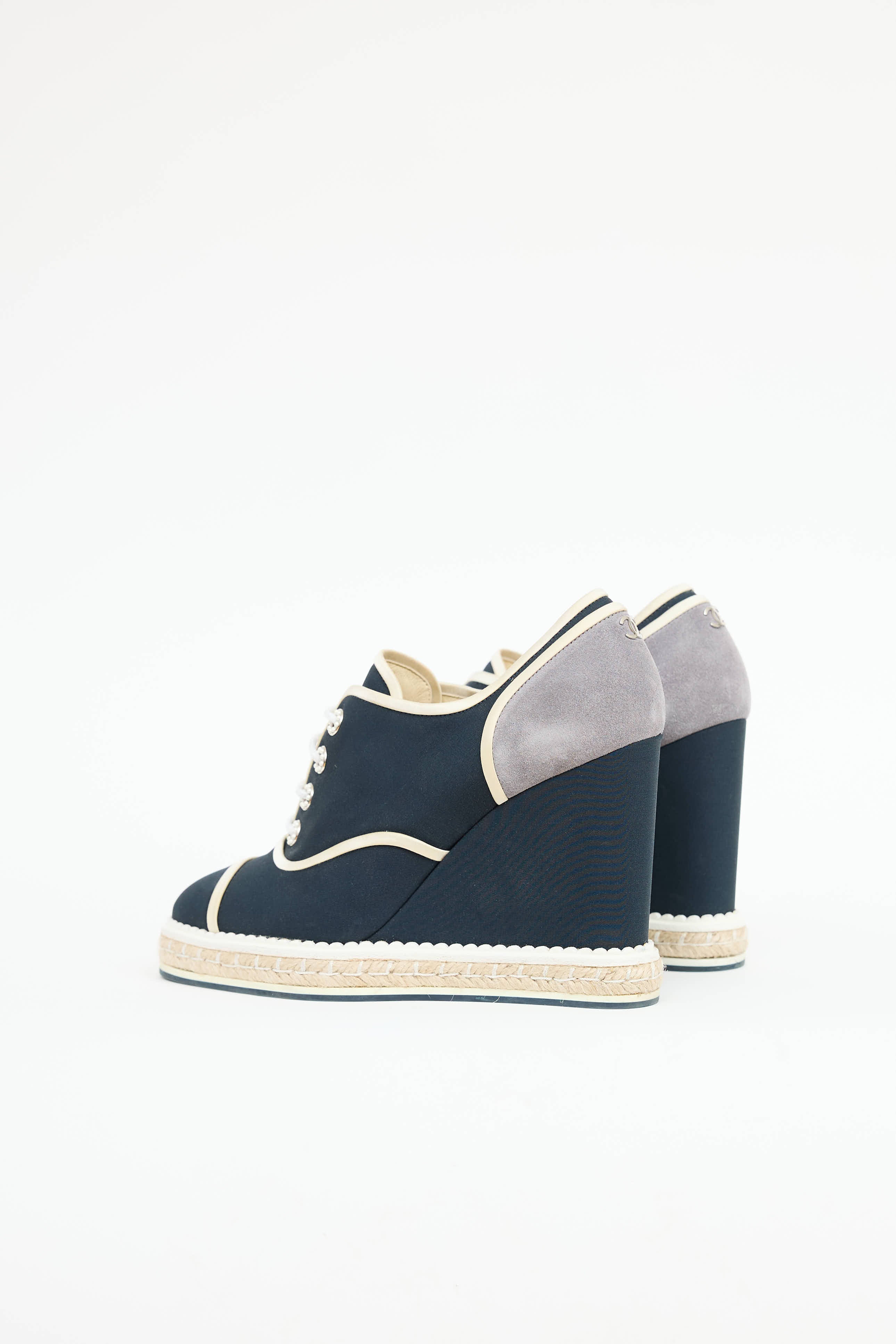 Chanel Lace Up Wedge Espadrille