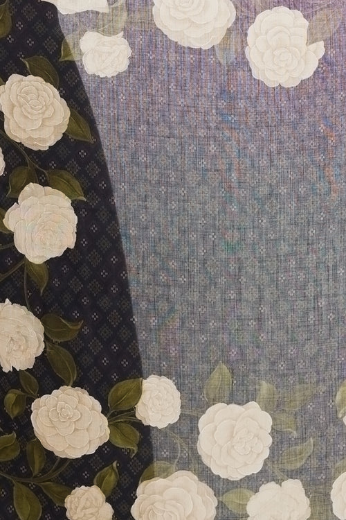 Chanel Navy & Multicolour Camelia Print Scarf
