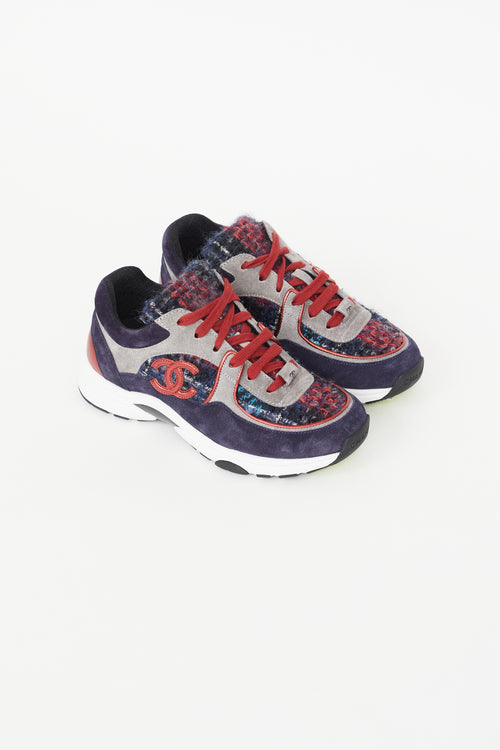 Chanel Navy & Multicolour Tweed CC Sneaker