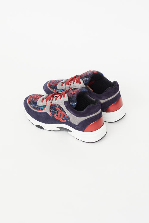 Chanel Navy & Multicolour Tweed CC Sneaker