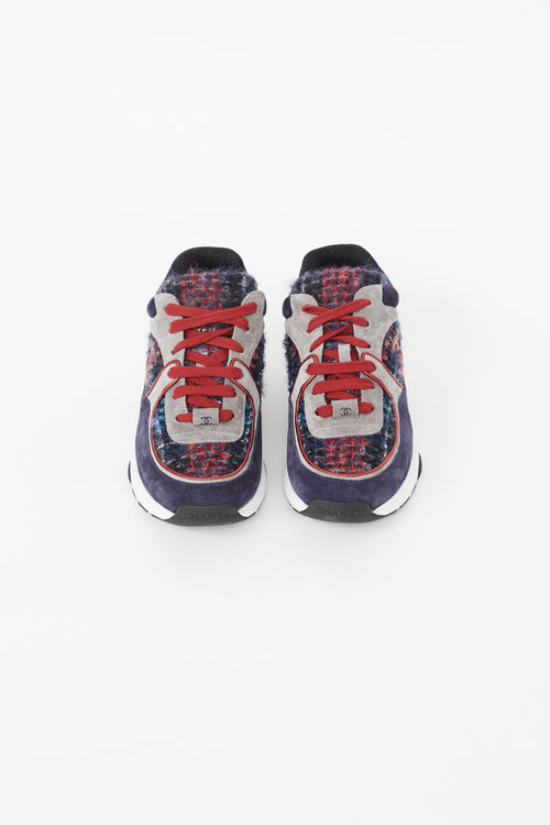 Chanel Navy & Multicolour Tweed CC Sneaker