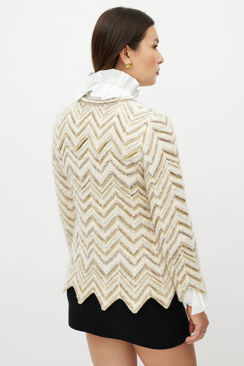 Chanel PF 2018 White & Beige Wool Tweed Jacket