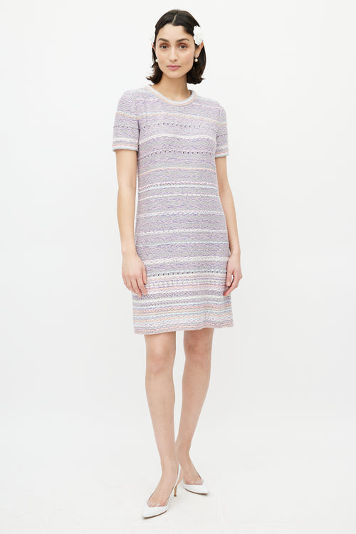 Chanel Pink & Multicolour Woven Silk Dress