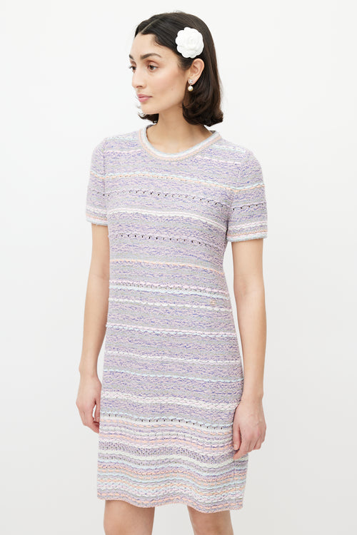 Chanel Pink & Multicolour Woven Silk Dress