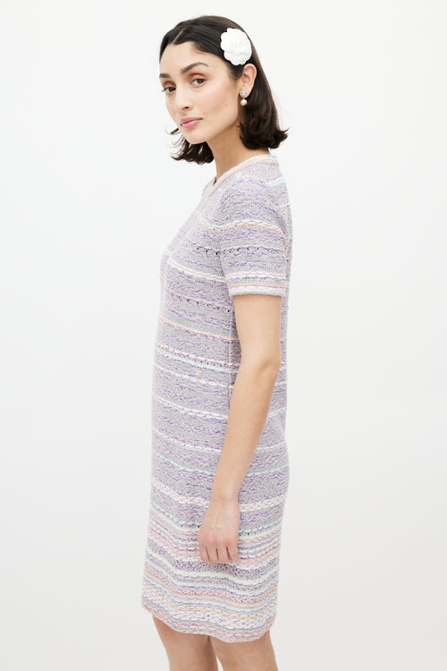 Chanel Pink & Multicolour Woven Silk Dress