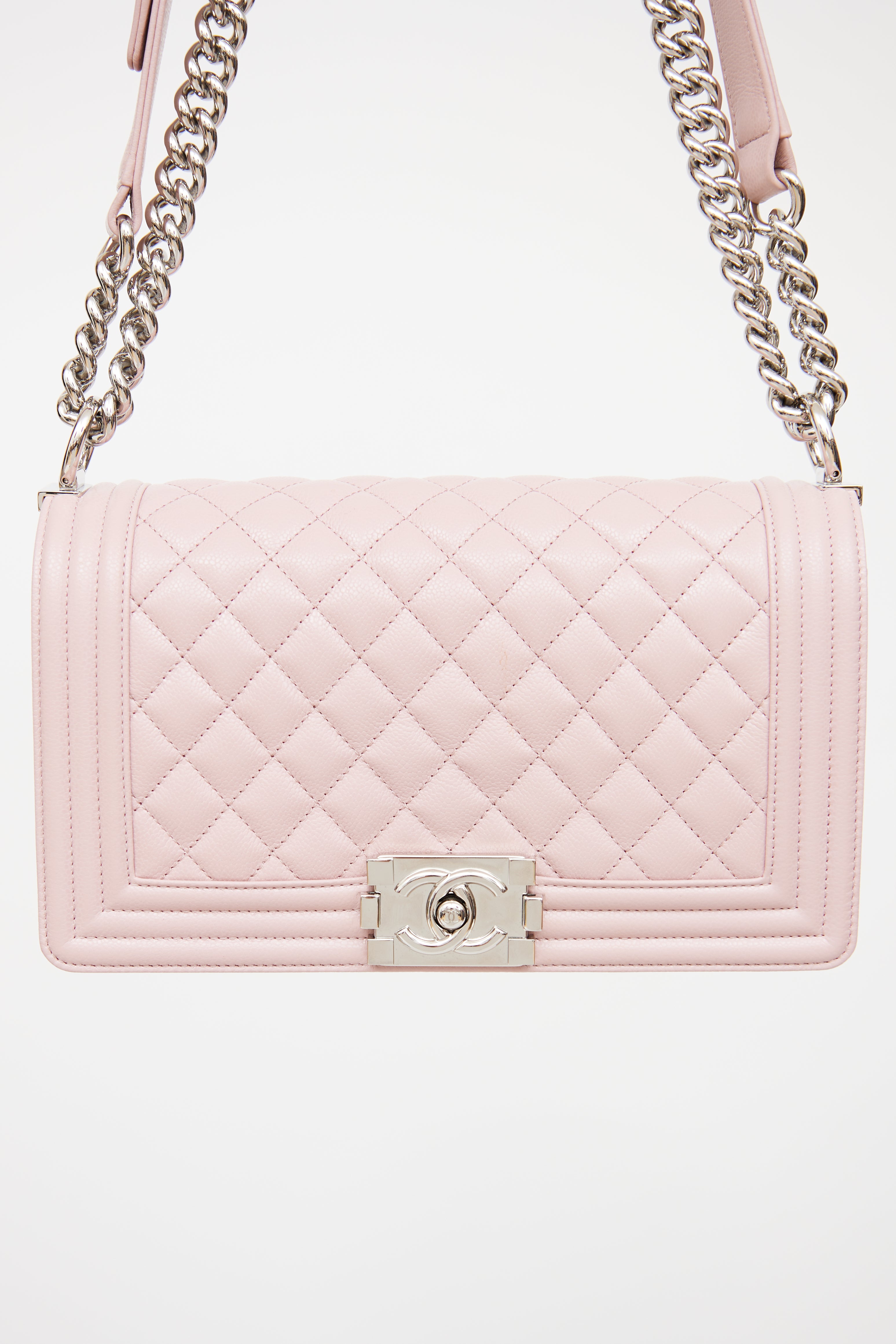 Chanel Blush Pink Quilted Medium Boy Bag