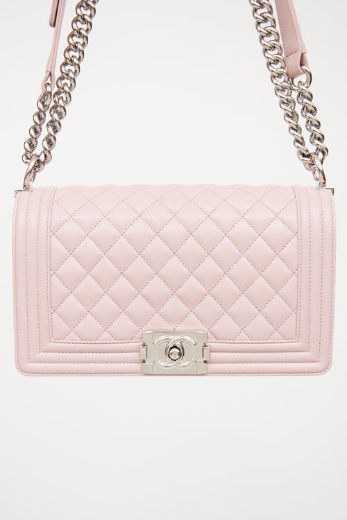 Chanel Blush Pink Quilted Medium Boy Bag