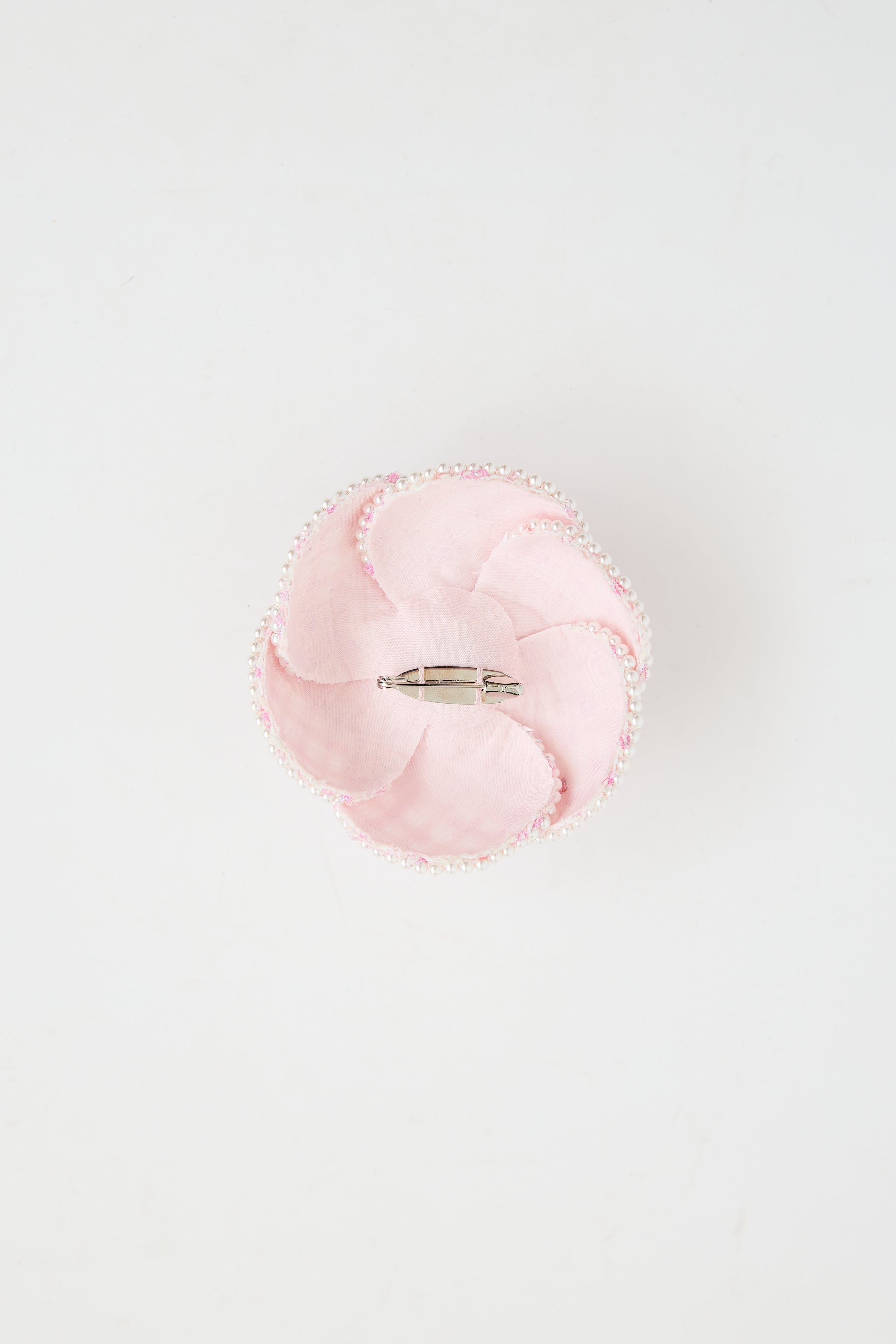 Chanel Tweed Pearl Camellia Brooch