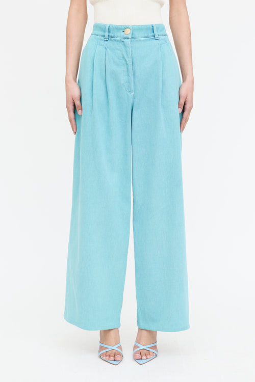 Chanel Pleated Wide Leg Jean