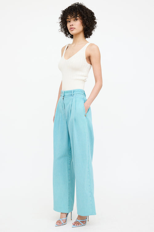 Chanel Pleated Wide Leg Jean