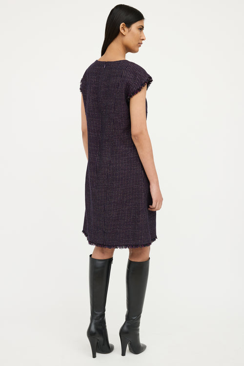 Chanel Spring Purple Multi Colour Short Sleeve Dress