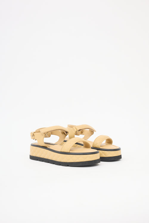 Chanel Quilted Leather CC Platform Sandal