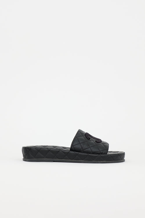 Chanel Quilted Leather CC Slide