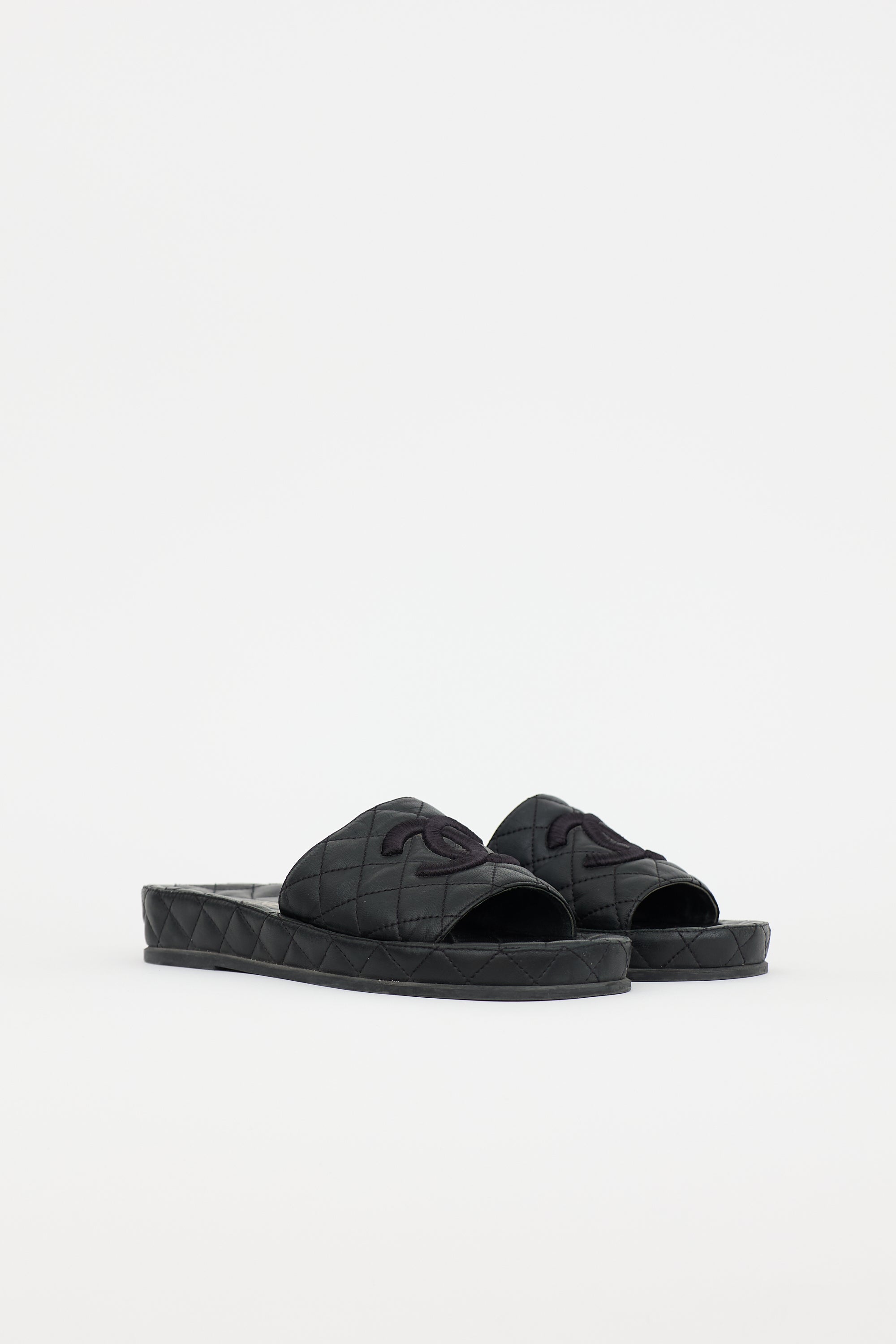 Chanel Quilted Leather CC Slide