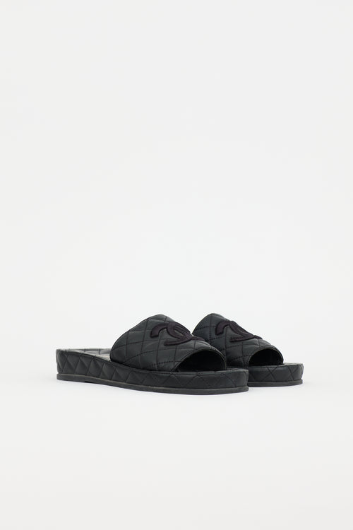 Chanel Quilted Leather CC Slide