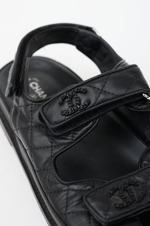 Chanel Quilted Leather Dad CC Sandal