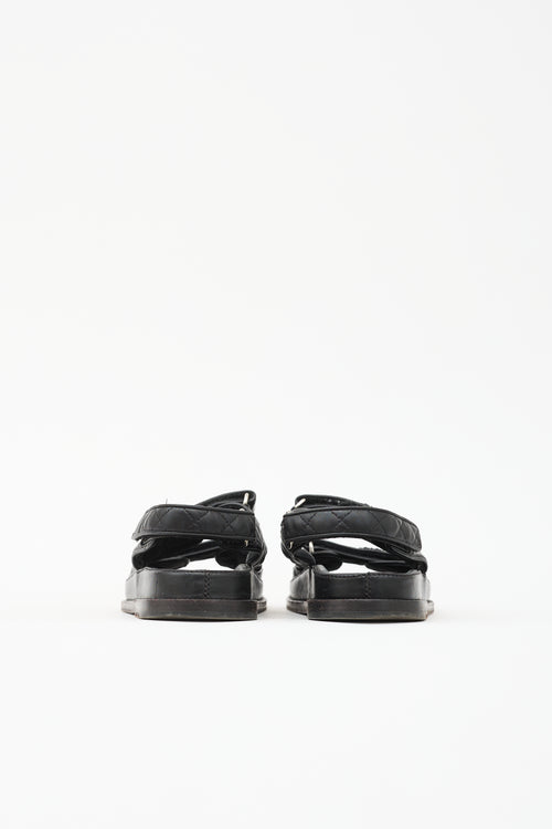 Chanel Quilted Leather Dad CC Sandal
