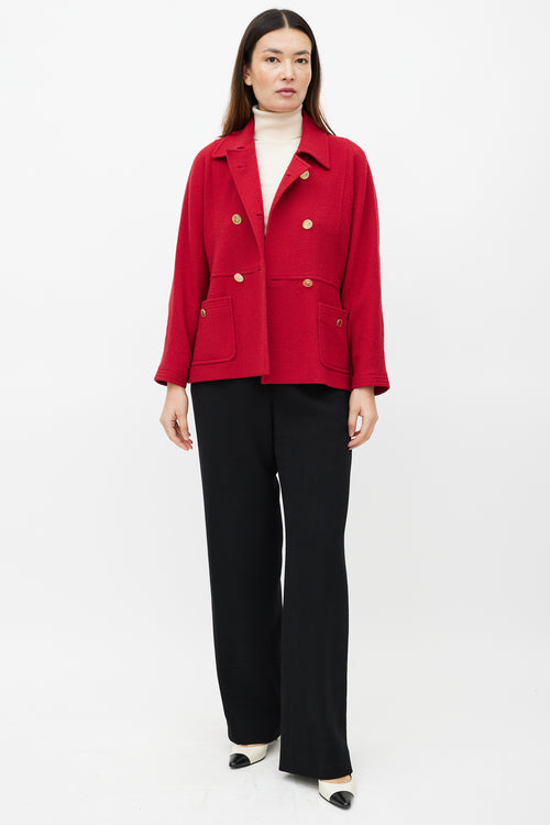 Chanel Red & Gold Double Breasted Jacket