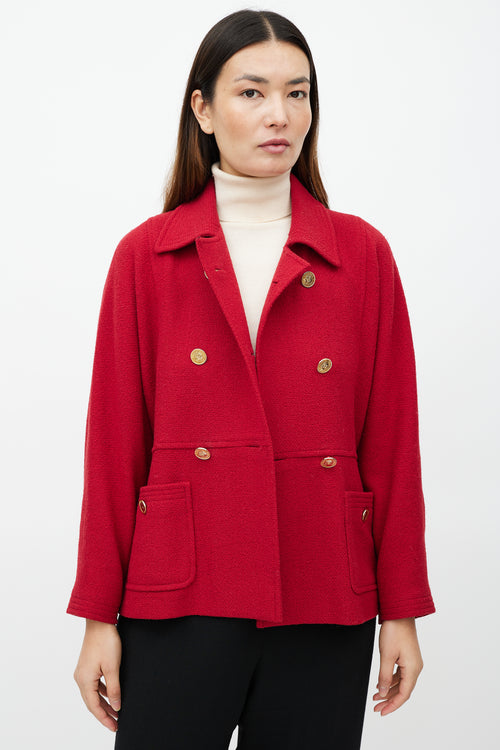 Chanel Red & Gold Double Breasted Jacket