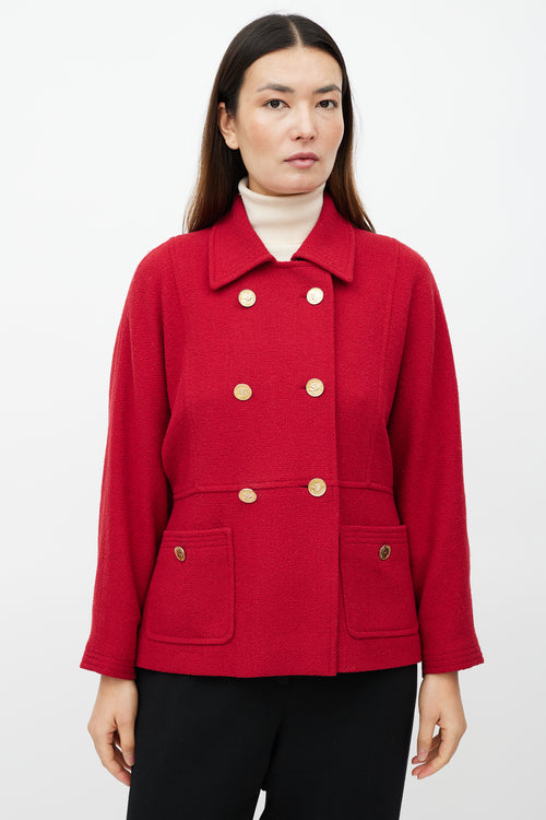 Chanel Red & Gold Double Breasted Jacket