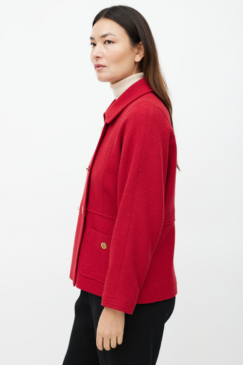 Chanel Red & Gold Double Breasted Jacket