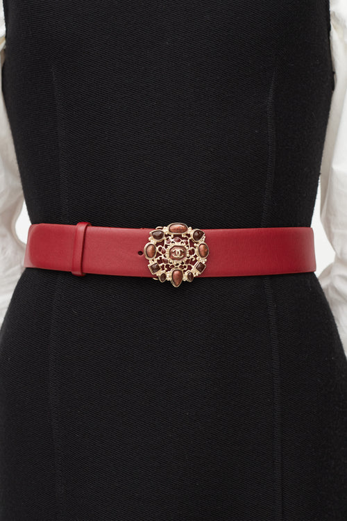 Chanel Fall 2012 Red Leather & Gripoix Belt