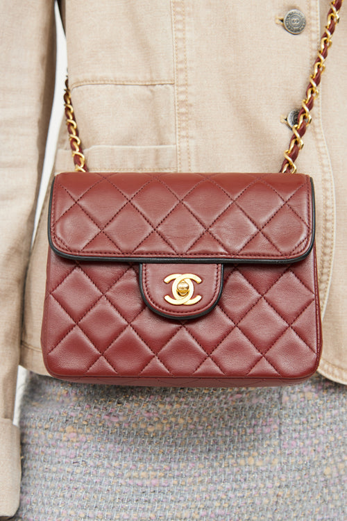 Chanel Burgundy & Black Trim Flap Bag