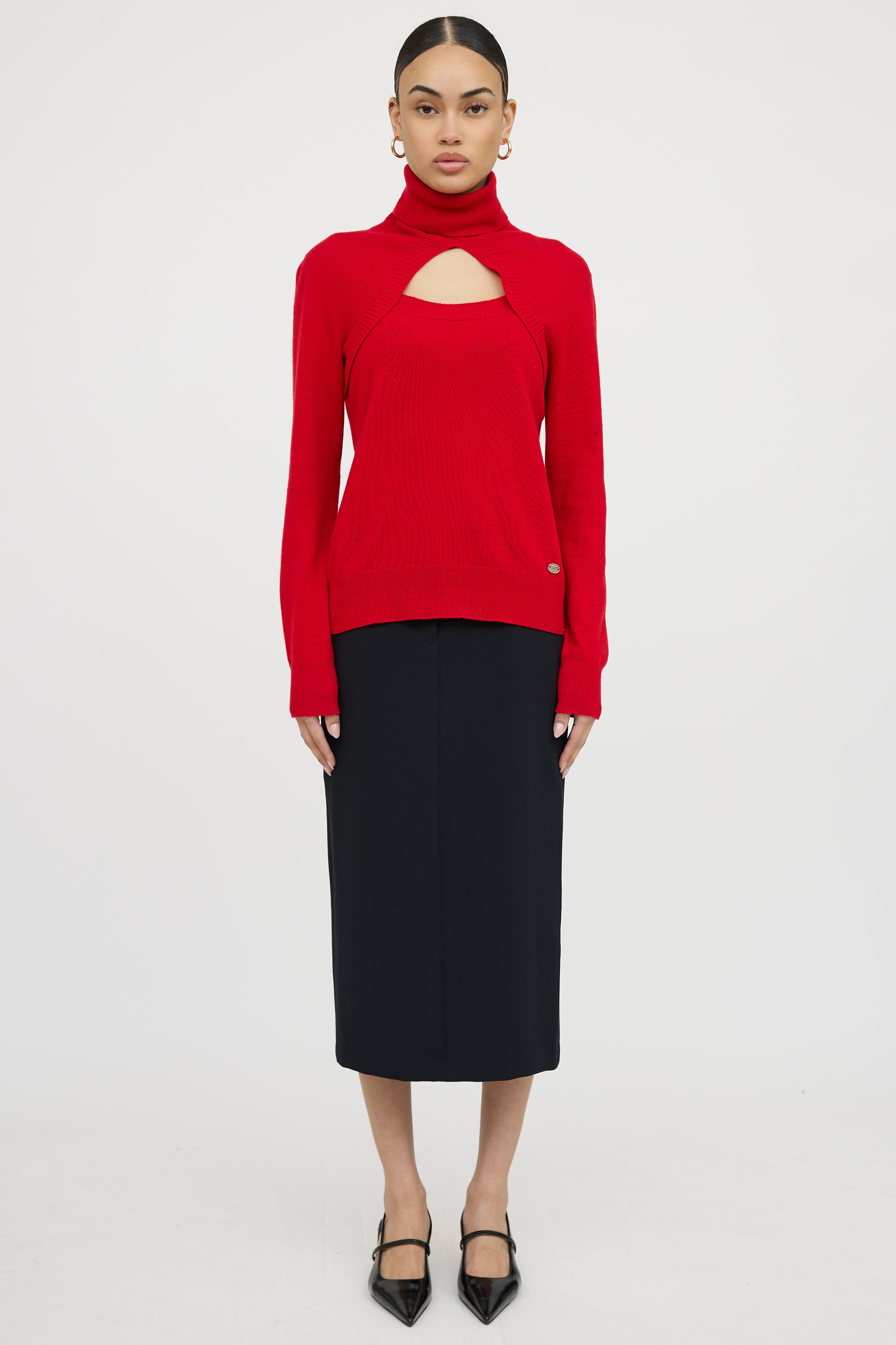 Chanel2006 Cashmere Keyhole Turtleneck Sweater