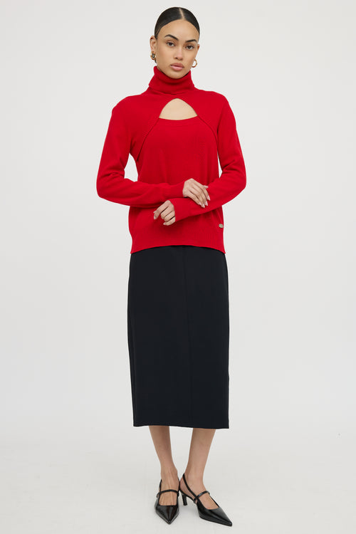 Chanel2008 Cashmere Keyhole Turtleneck Sweater