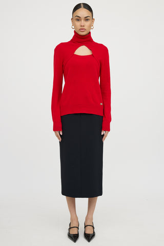 Chanel2006 Cashmere Keyhole Turtleneck Sweater