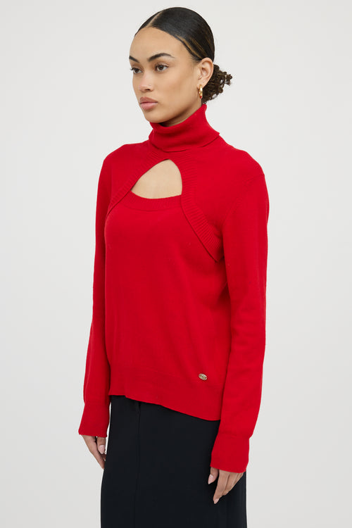 Chanel2009 Cashmere Keyhole Turtleneck Sweater