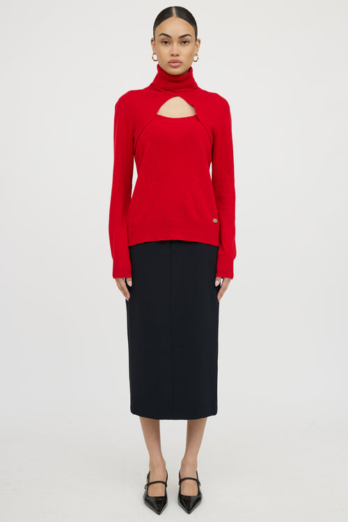 Chanel2006 Cashmere Keyhole Turtleneck Sweater