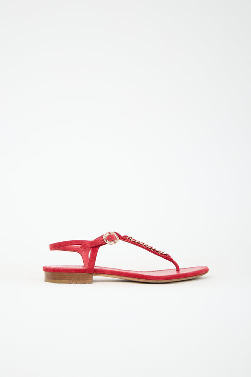 Chanel Suede Chain CC Sandal