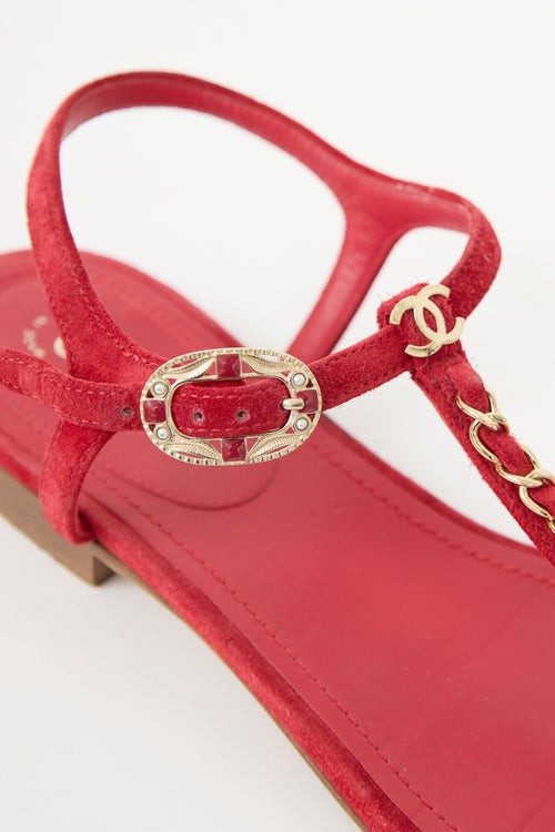 Chanel Suede Chain CC Sandal