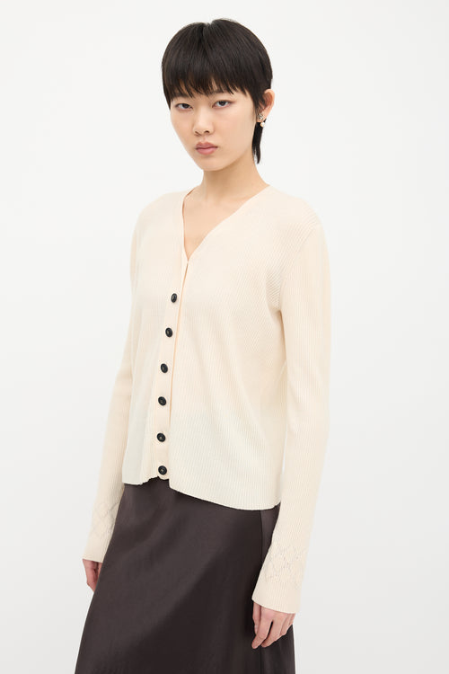 Chanel Ribbed CC Button Cardigan