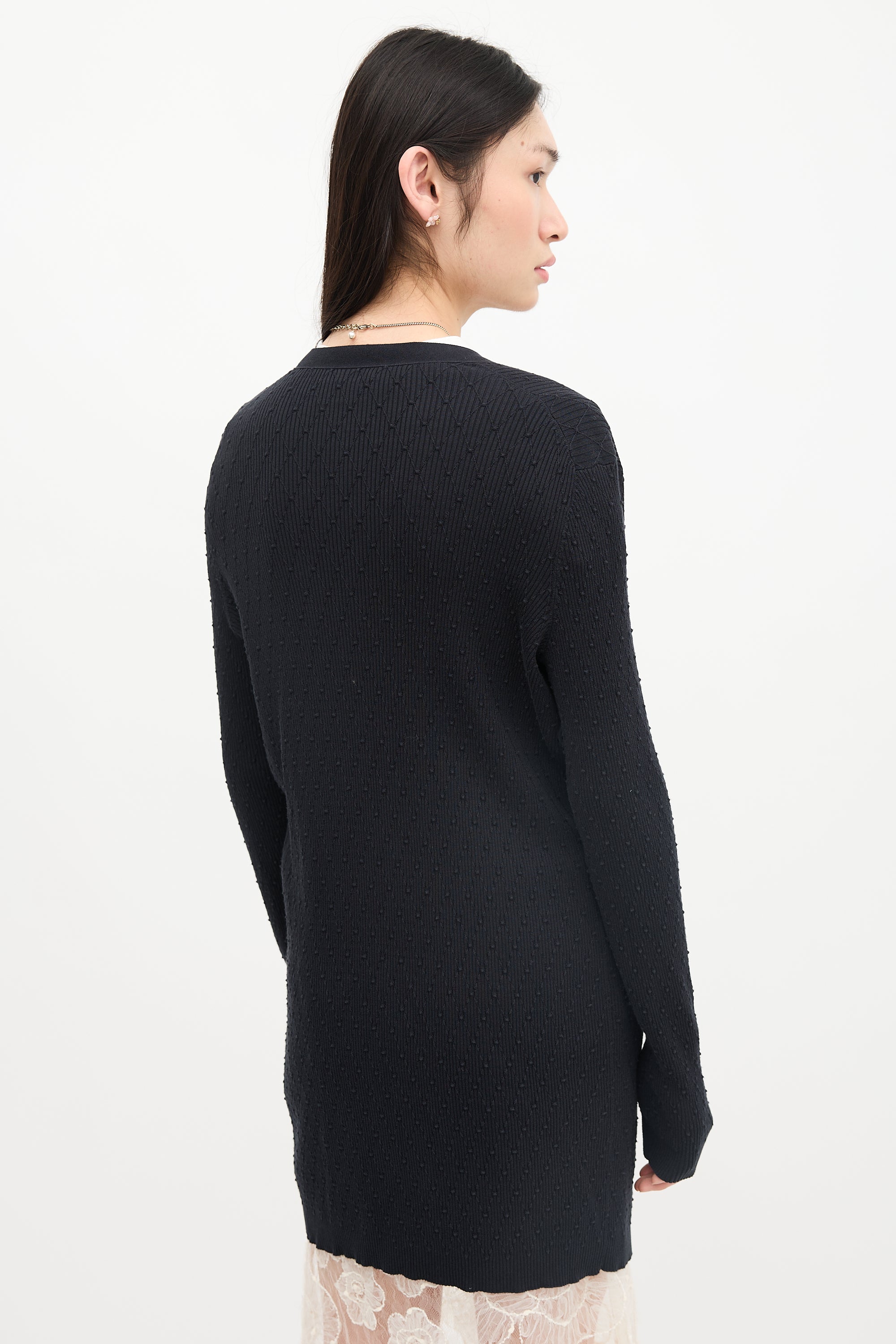 Chanel Ribbed Knit Long Cardigan