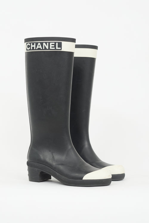 Chanel Rubber Logo Rain Boot
