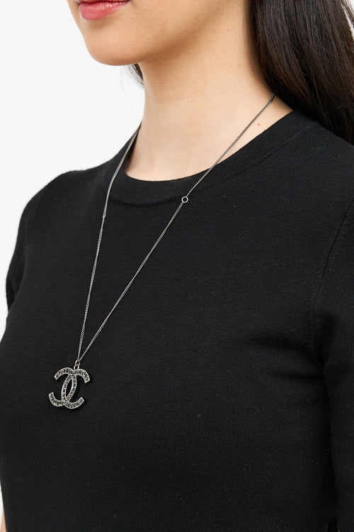 Chanel Cruise 2012 Ruthenium Crystal CC Necklace