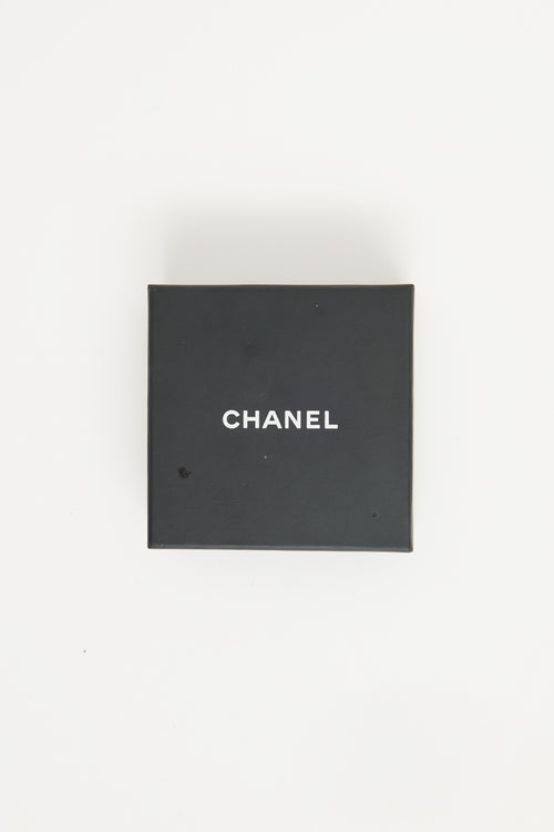 Chanel 2018 Silver Tone Crystal CC Brooch
