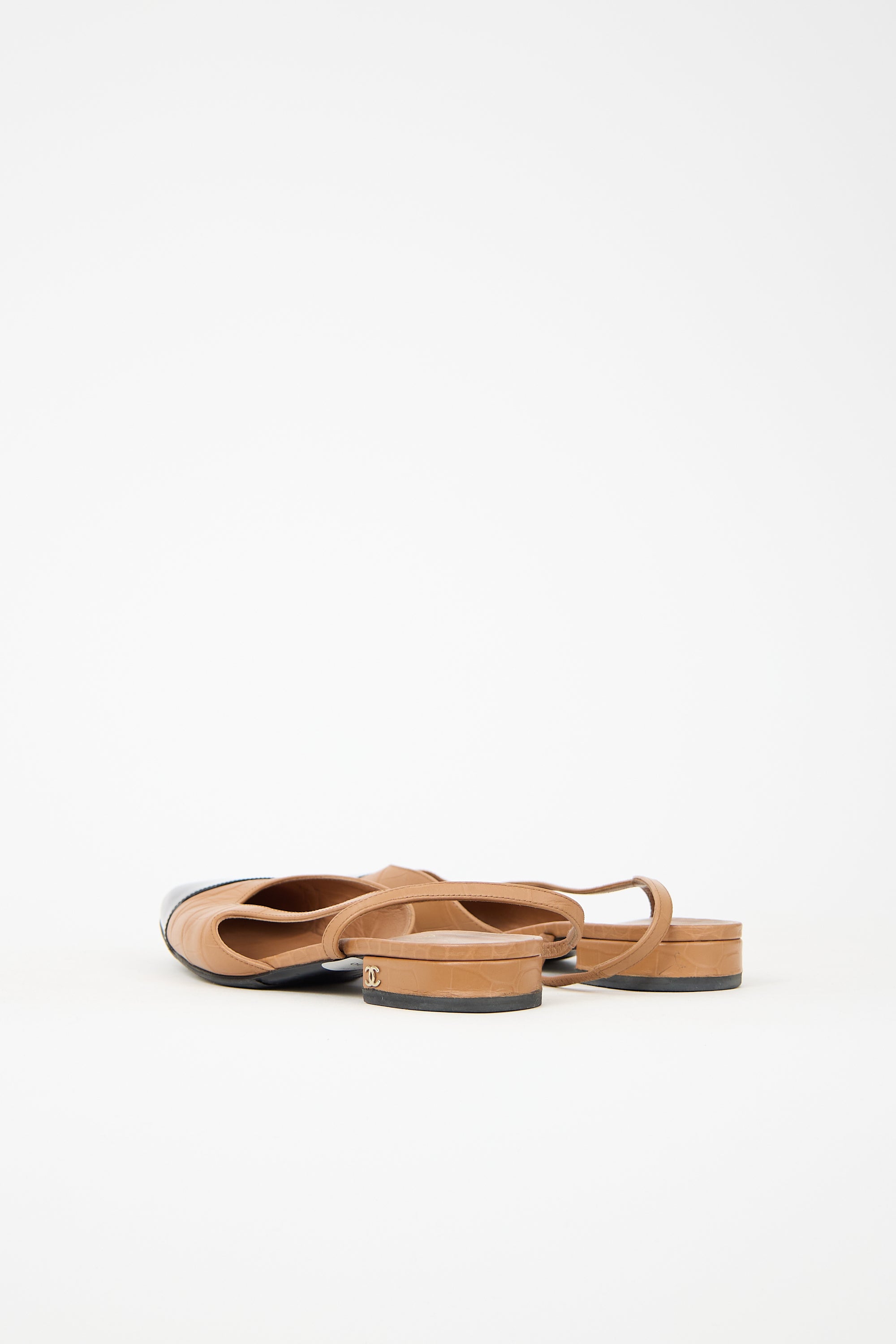 Chanel Embossed Leather CC Slingback Heel