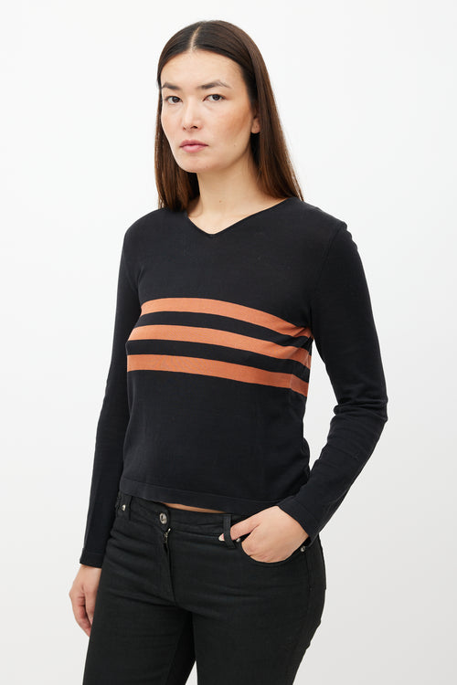 Chanel SS 1999 Black & Orange Knit Striped Top