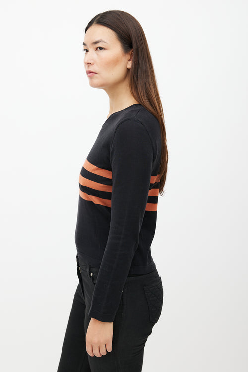 Chanel SS 1999 Black & Orange Knit Striped Top