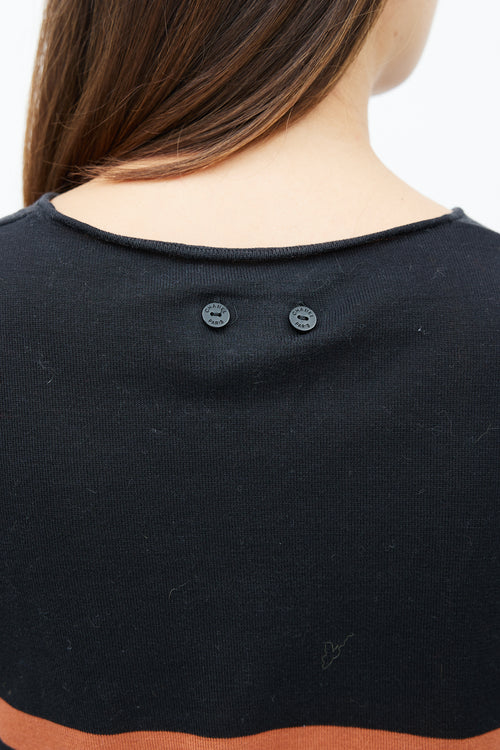 Chanel SS 1999 Black & Orange Knit Striped Top
