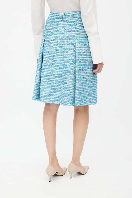 Chanel SS 2001 Blue & White Metallic Tweed Skirt