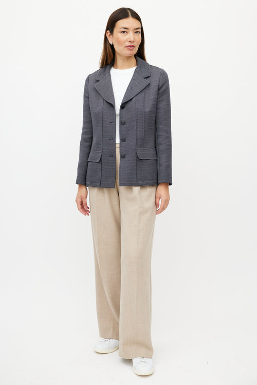 Chanel SS 2001 Navy & White Wool Striped Blazer