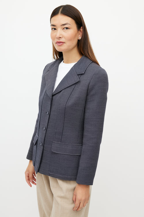 Chanel SS 2001 Navy & White Wool Striped Blazer