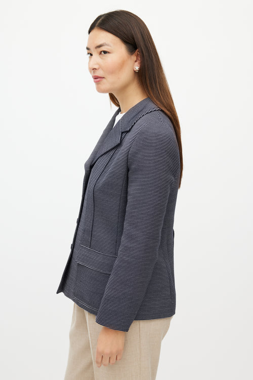 Chanel SS 2001 Navy & White Wool Striped Blazer