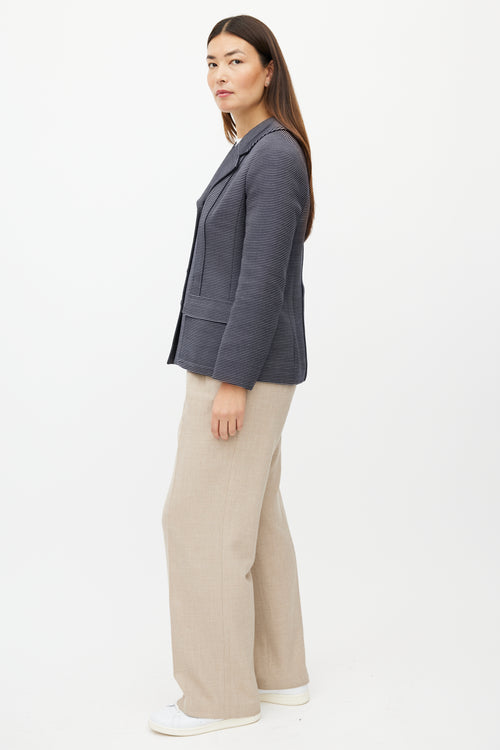 Chanel SS 2001 Navy & White Wool Striped Blazer