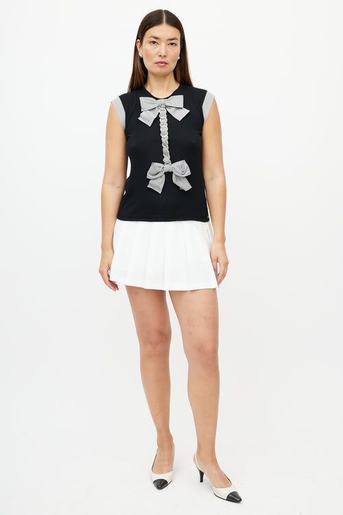 Chanel SS 2007 Black & White Cashmere Bow Top